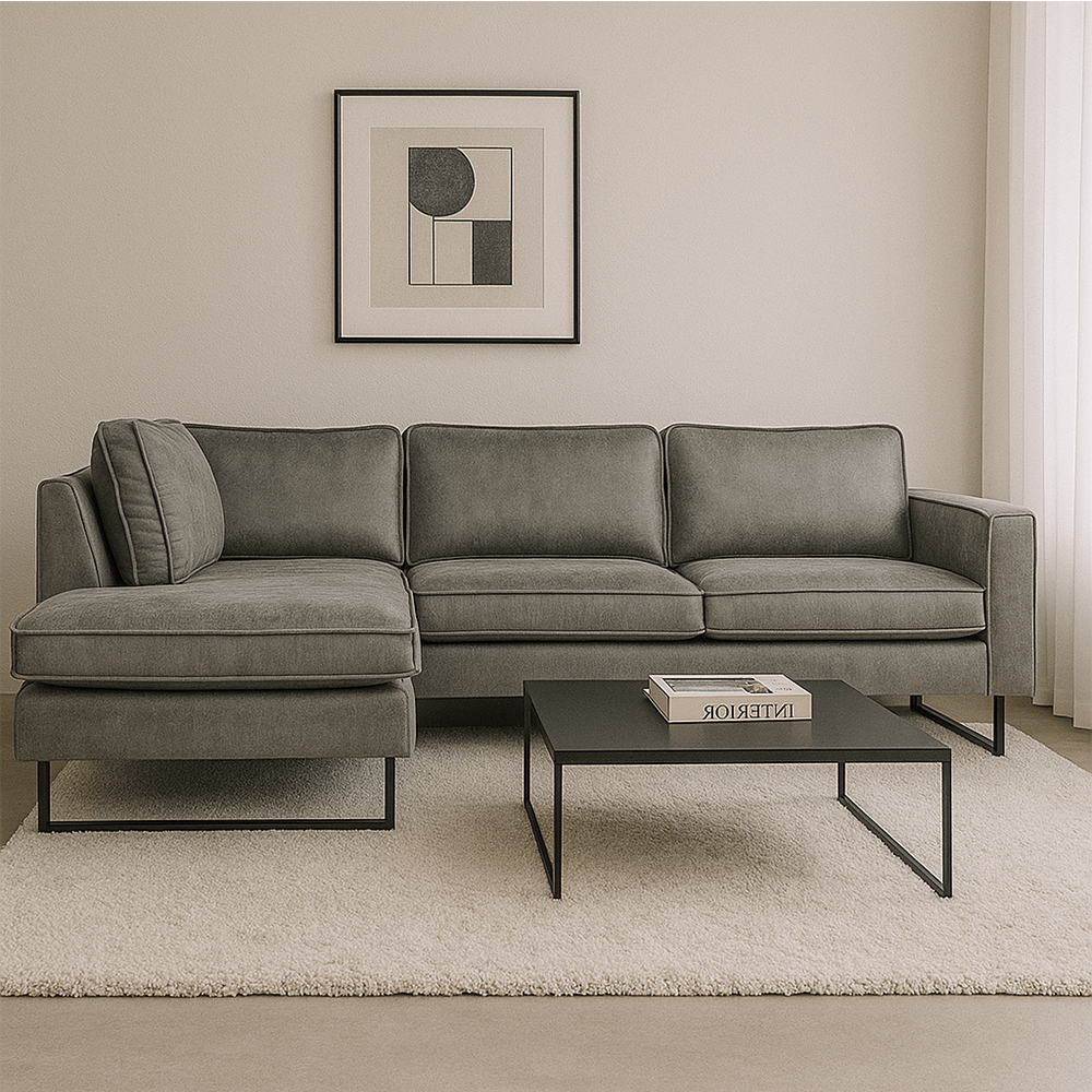 Gray microfiber corner sofa Tulin - left