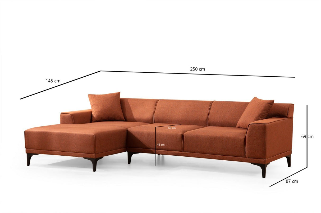 Corner sofa with compact lounge brown microfiber Davidson - left