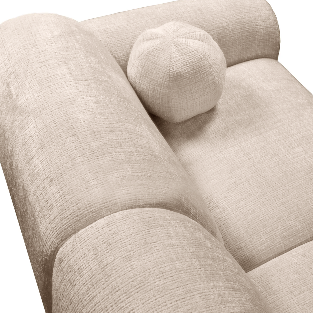 Hoekbank beige chenille stof met lounge Shane - rechts