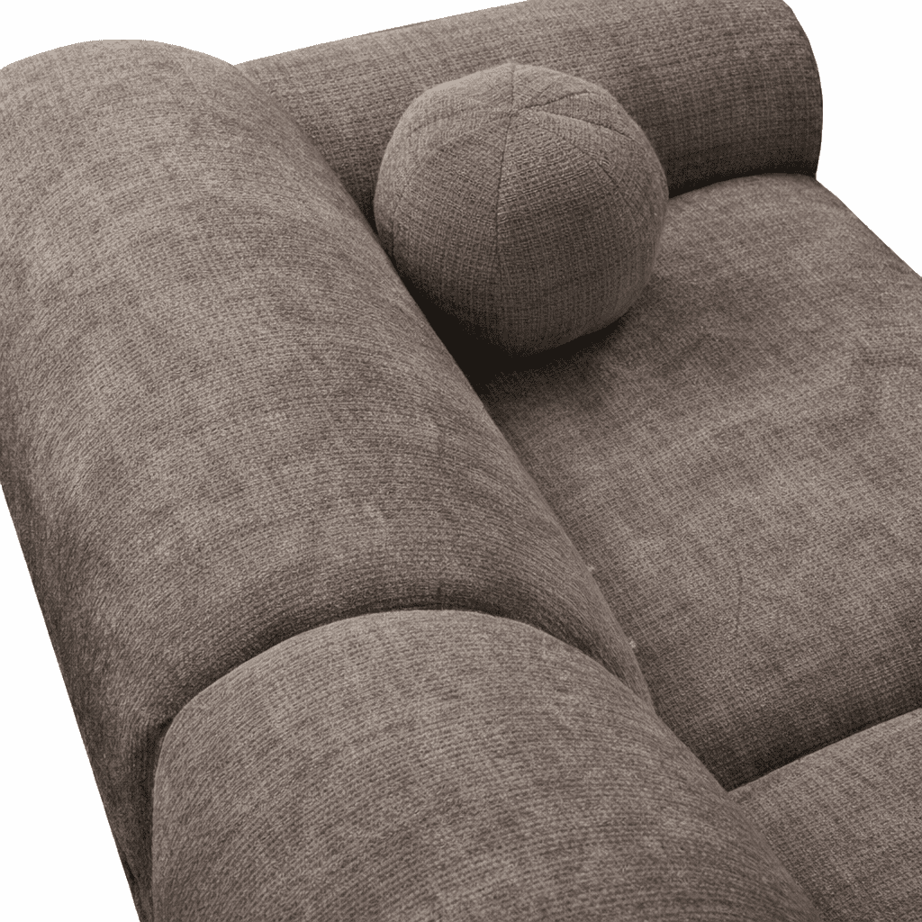 Corner sofa with chaise longue in taupe chenille fabric Shane – right