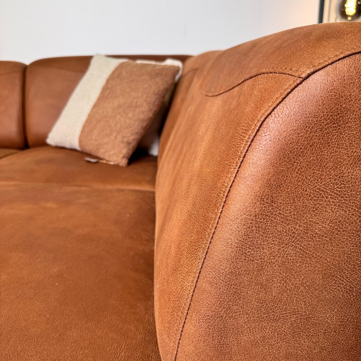 Corner sofa in cognac robust eco-leather Barin - right