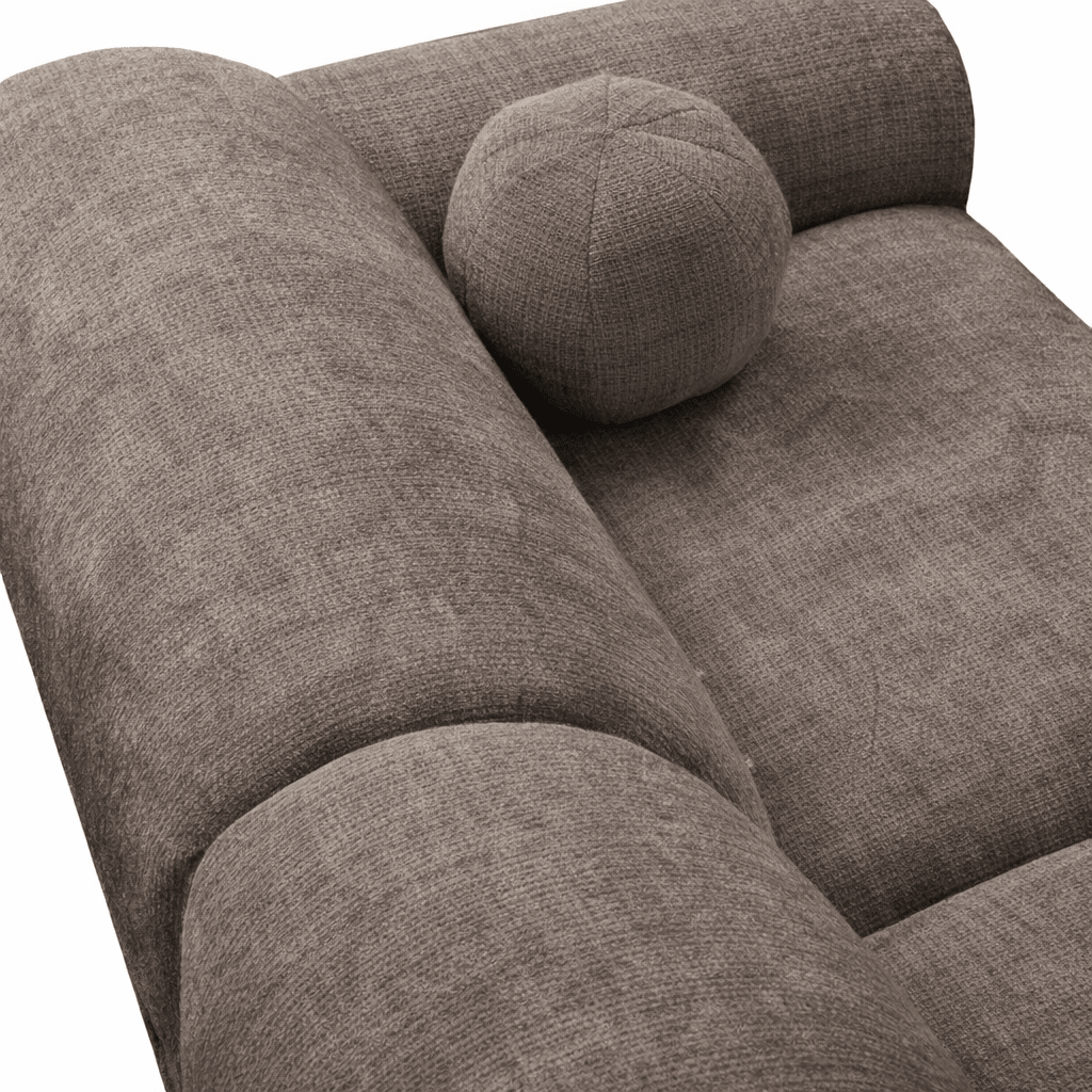 Corner sofa with chaise longue in taupe chenille fabric Shane – right