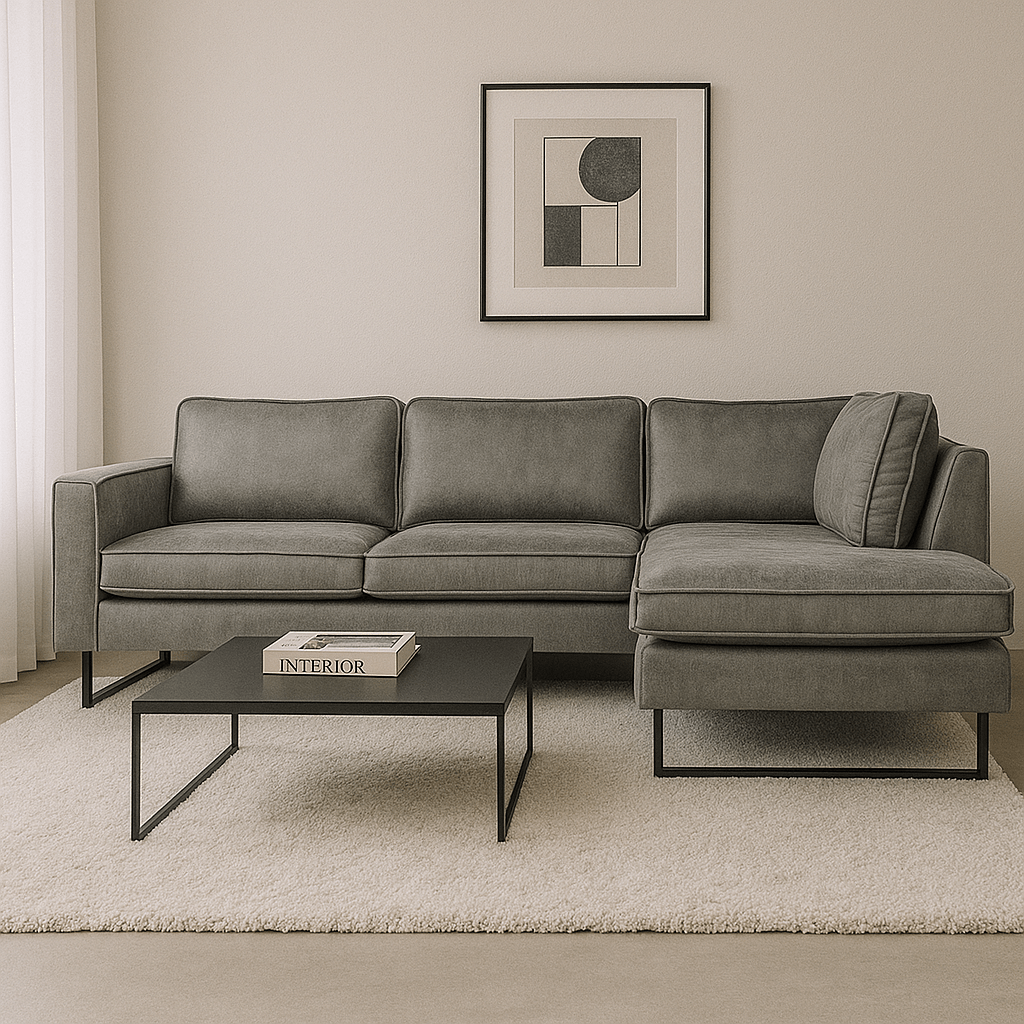 Gray microfiber corner sofa Tulin - right