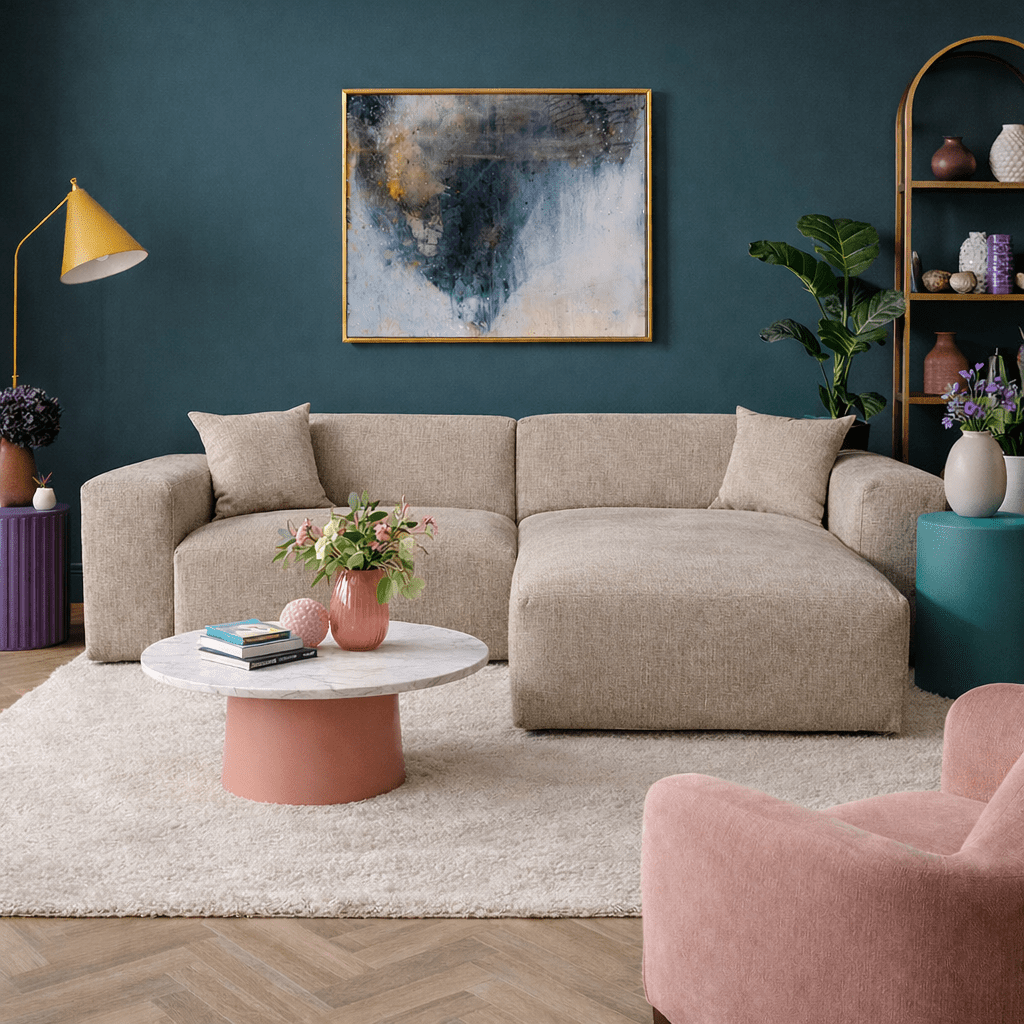 Corner sofa Wayne Chenille Taupe 260cm - Left & Right Mountable