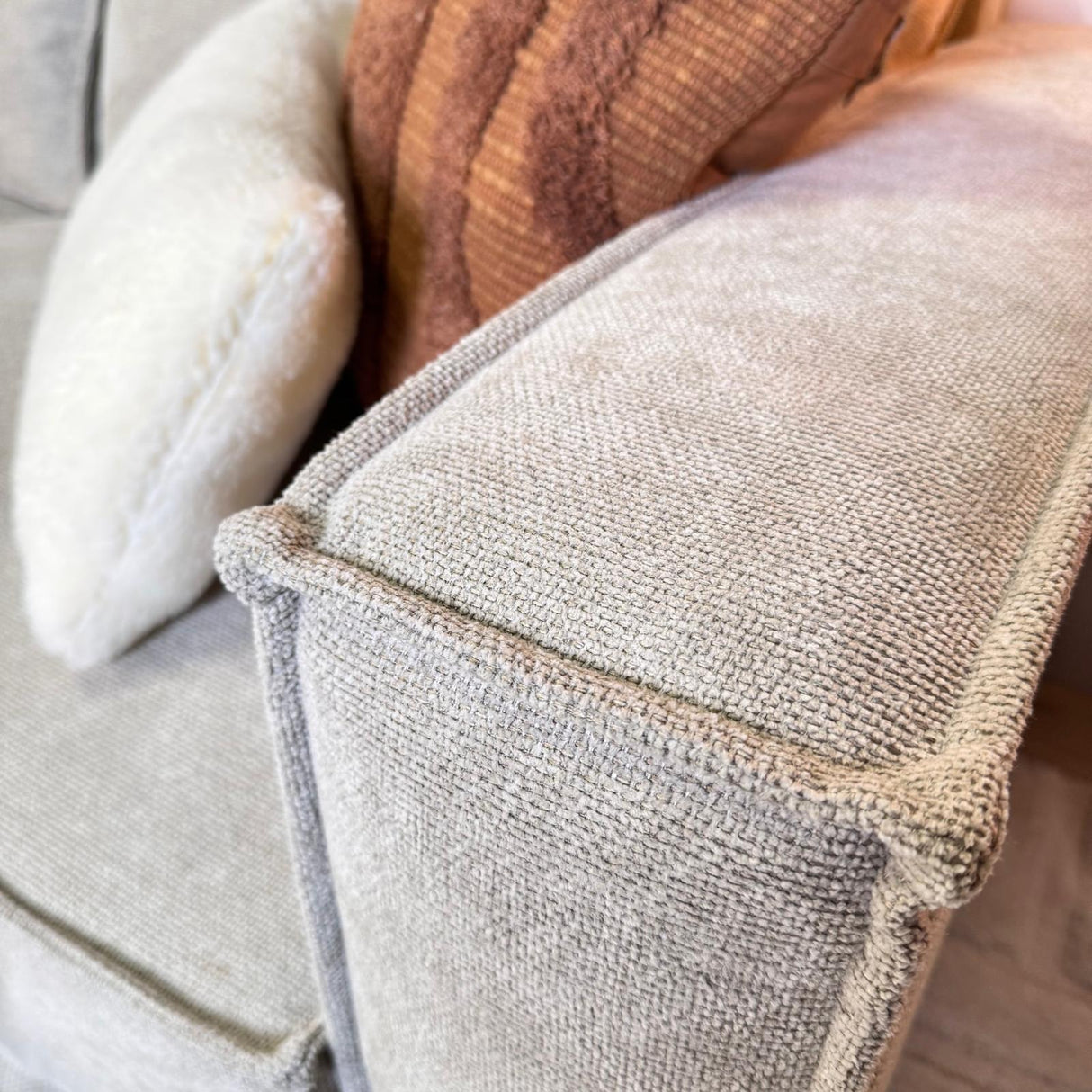 3-seater loose thick back cushions gray chenille Yara