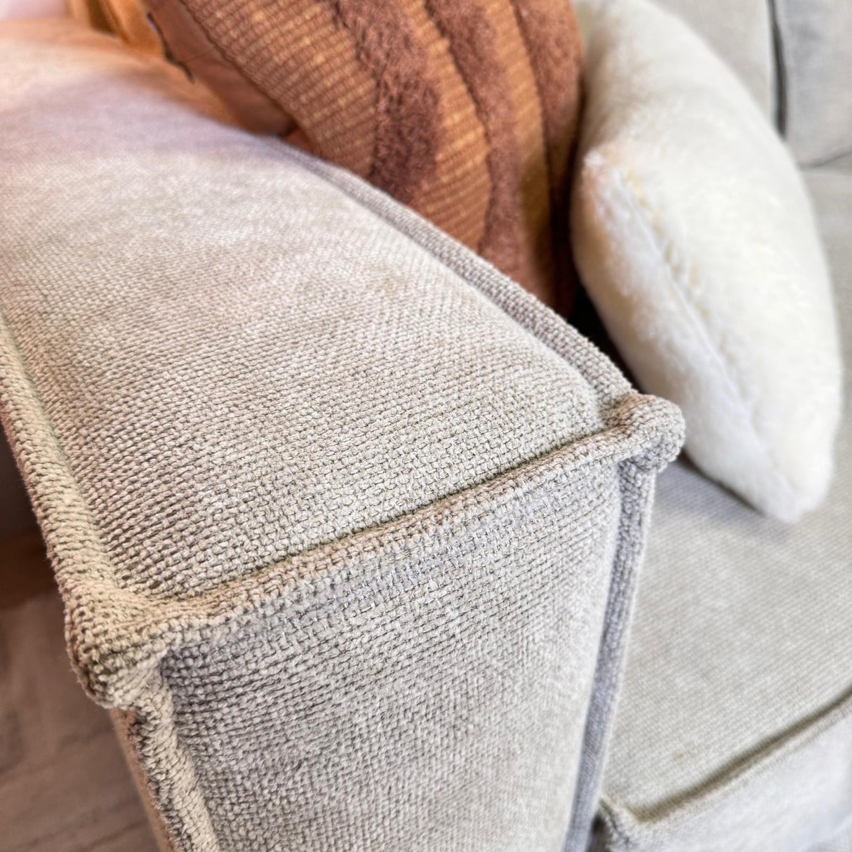 3-seater loose thick back cushions gray chenille Yara