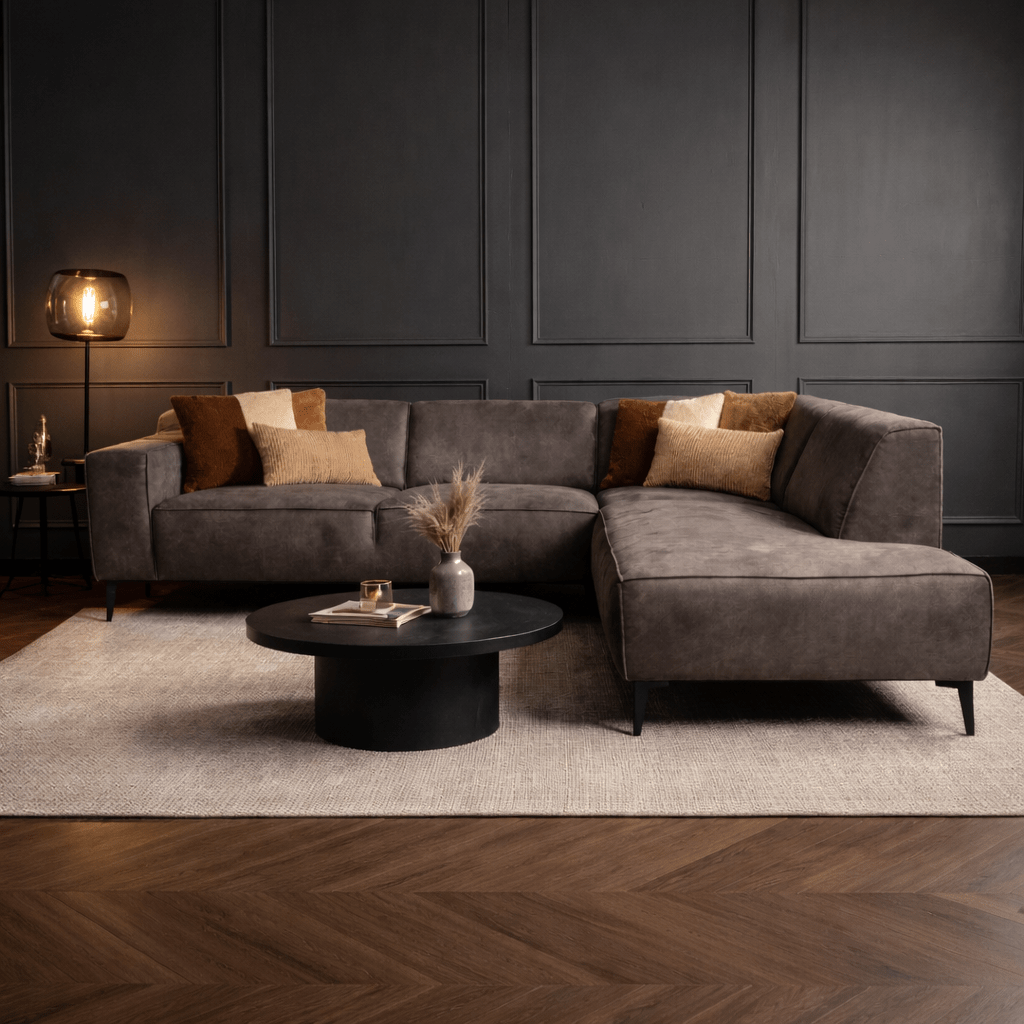 Industrial corner sofa anthracite eco-leather Brisbane - right