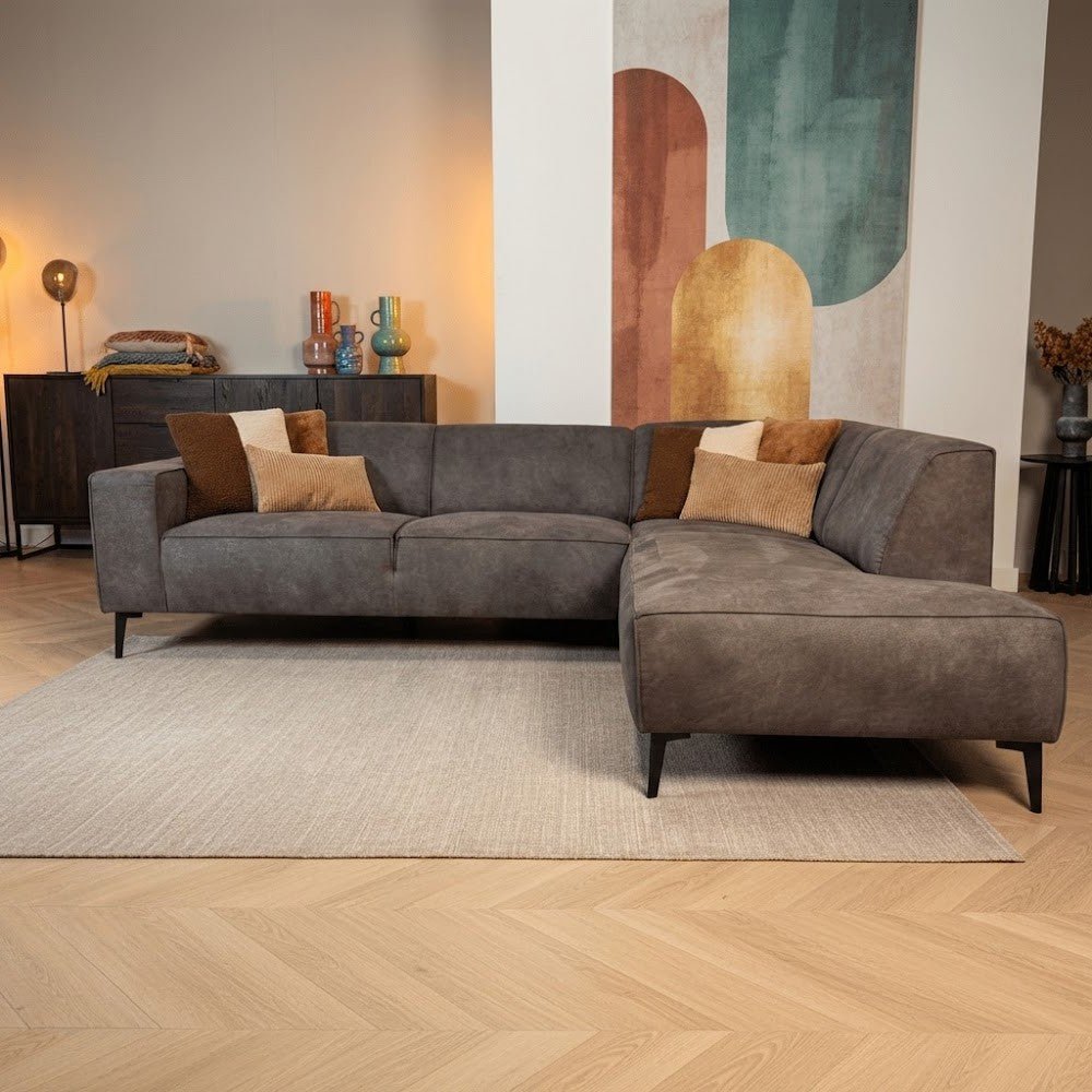 Industrial corner sofa anthracite eco-leather Brisbane - right