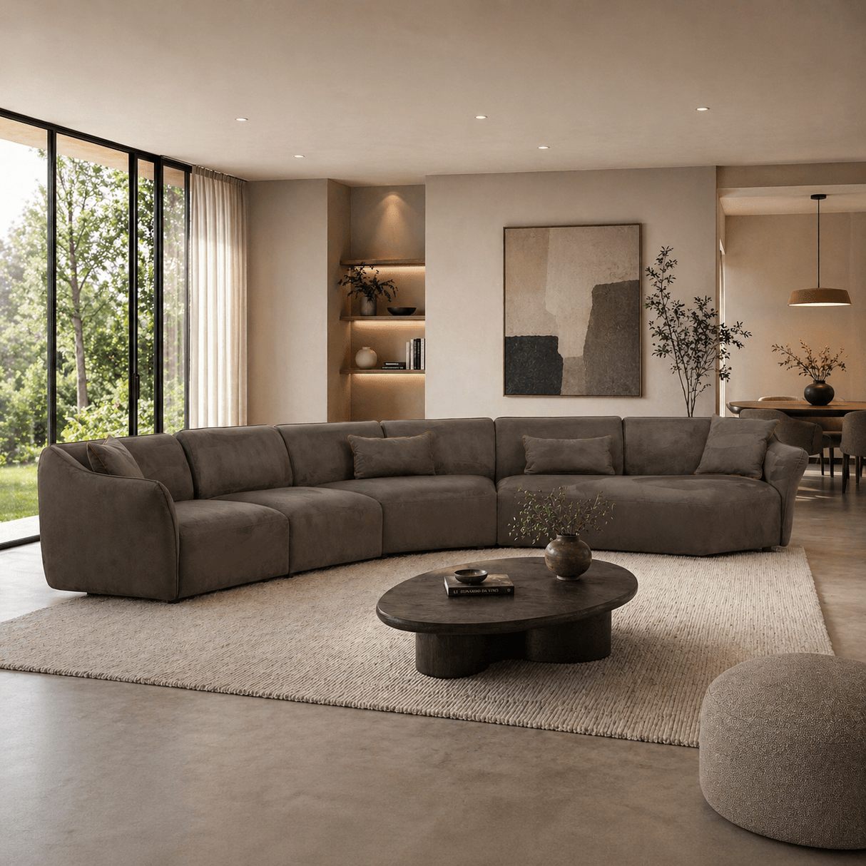 Corner sofa brown anthracite microfibre - 7 persons - Mentis