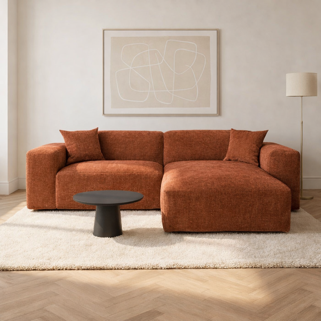 Corner sofa Wayne Chenille Taupe 260cm - Left & Right Mountable