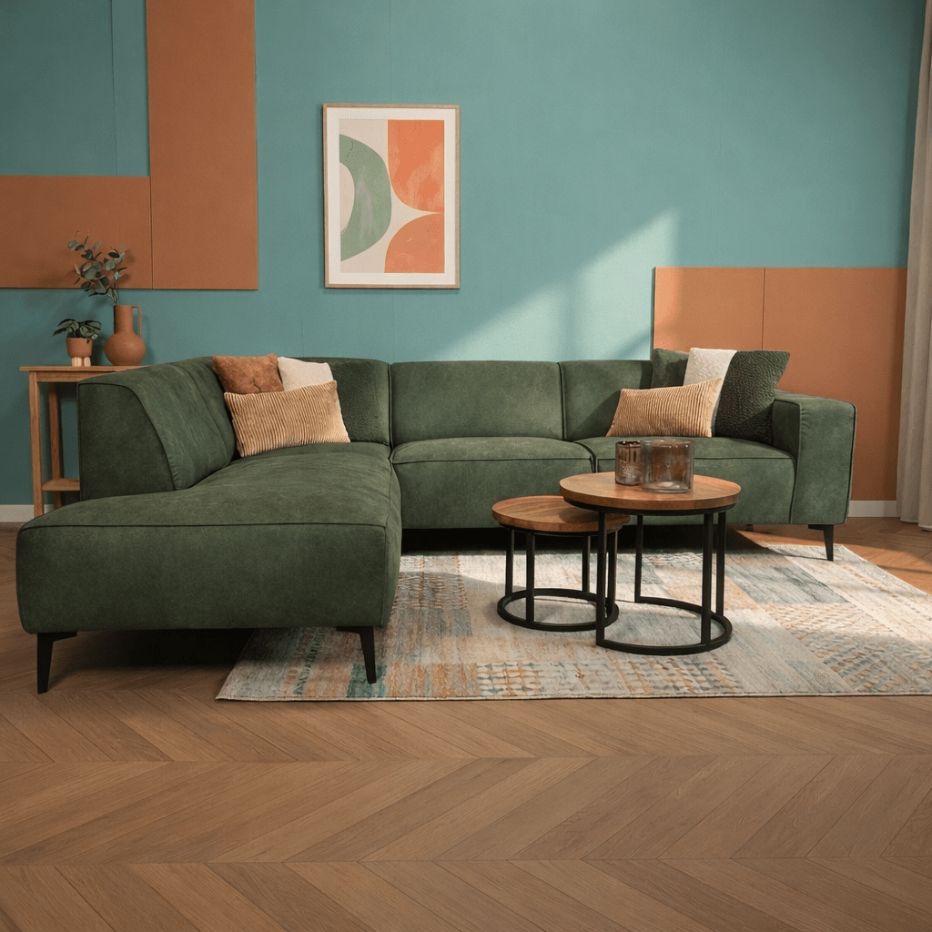 Industrial corner sofa cognac eco-leather Brisbane - left