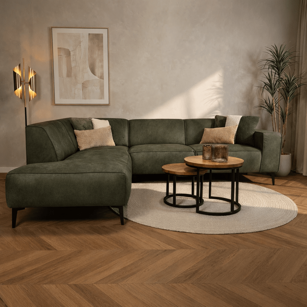 Industrial corner sofa cognac eco-leather Brisbane - left