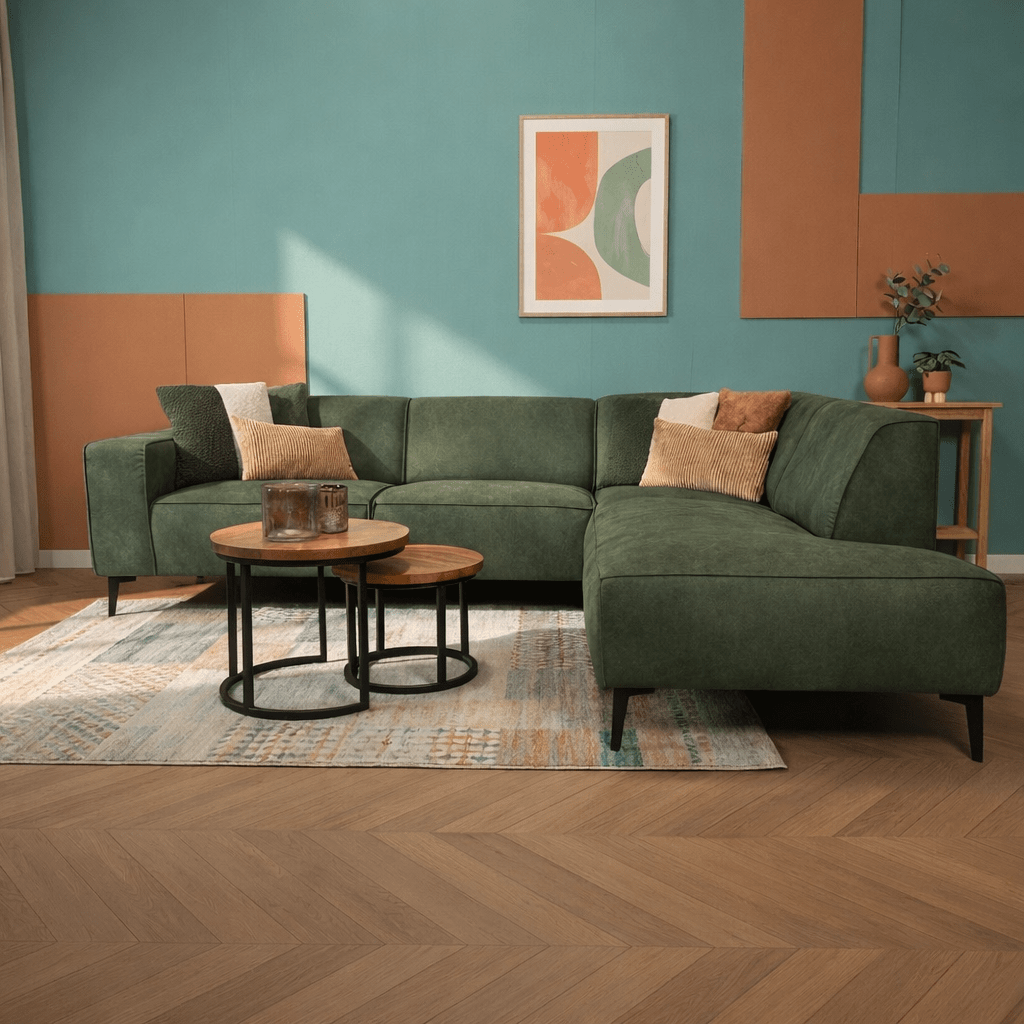 Industrial corner sofa cognac eco-leather Brisbane - left