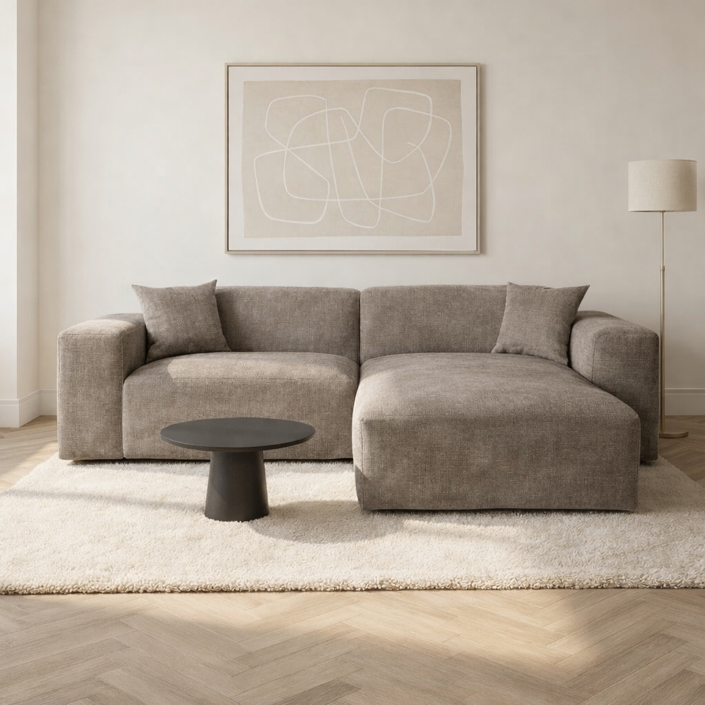 Corner sofa Wayne Chenille Taupe 260cm - Left & Right Mountable