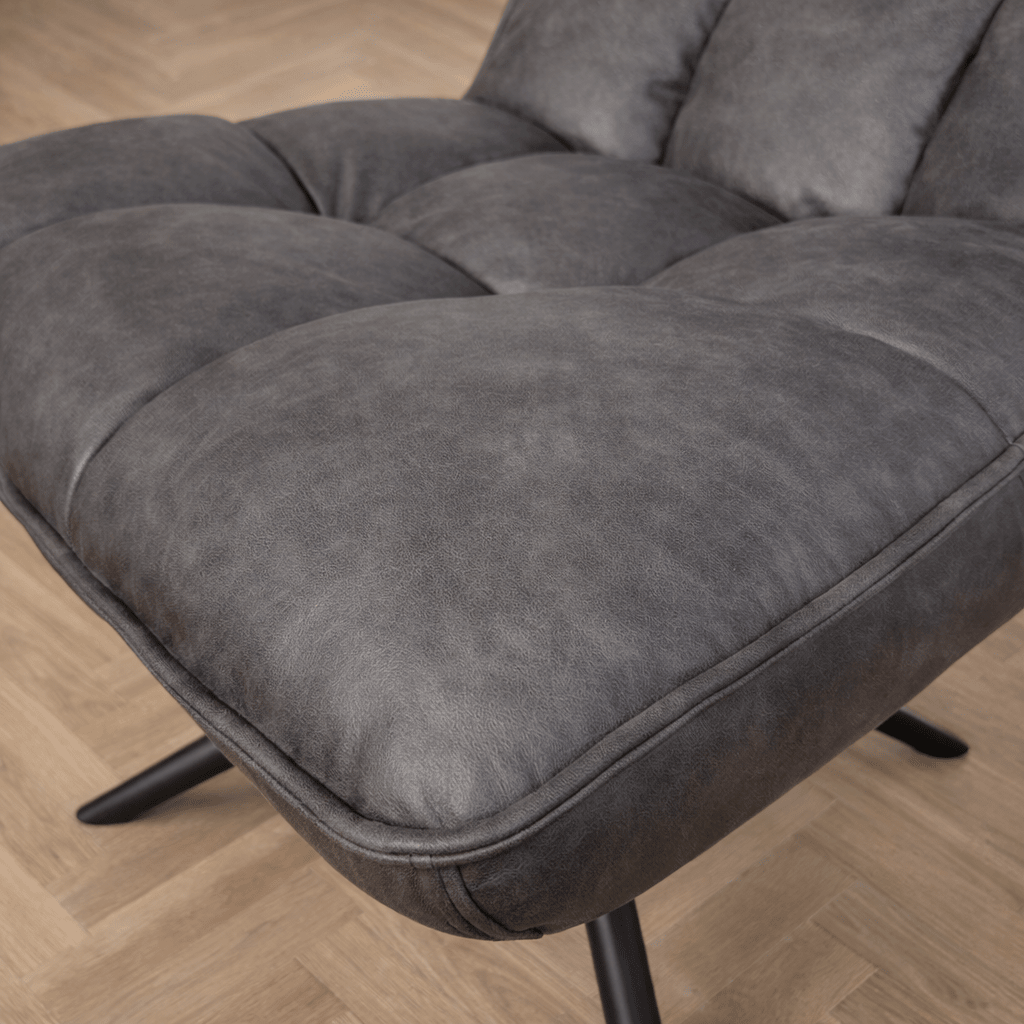 Swivel Chair Yuki Anthracite Eco-leather 360° Rotatable