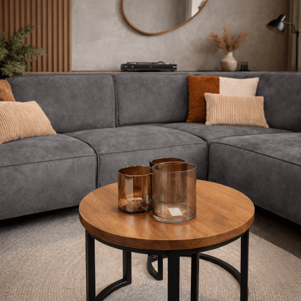 Industrial corner sofa anthracite eco-leather Brisbane - right