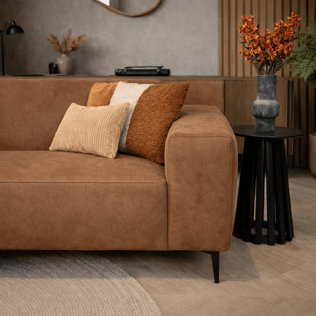 Industrial corner sofa cognac eco-leather Brisbane - left