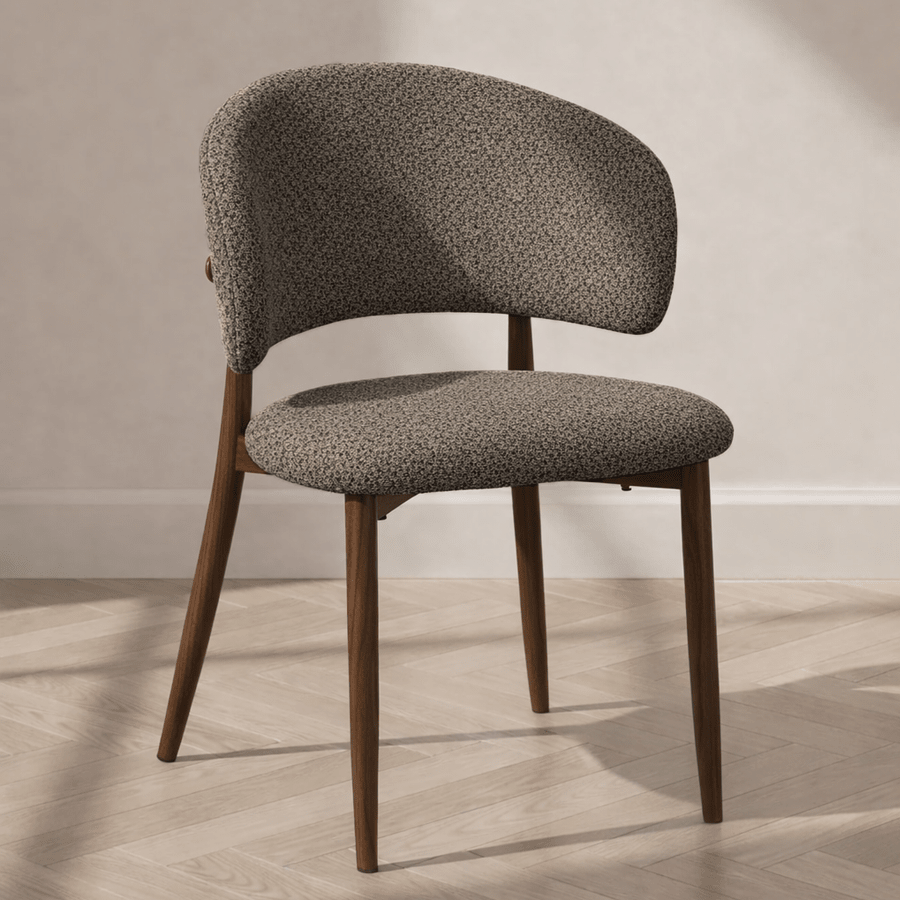 Japandi dining chair Yura beige - walnut look frame