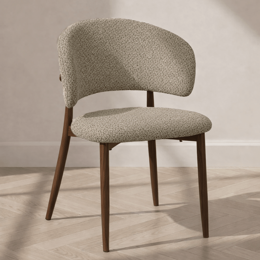 Japandi dining chair Yura sand - walnut look frame