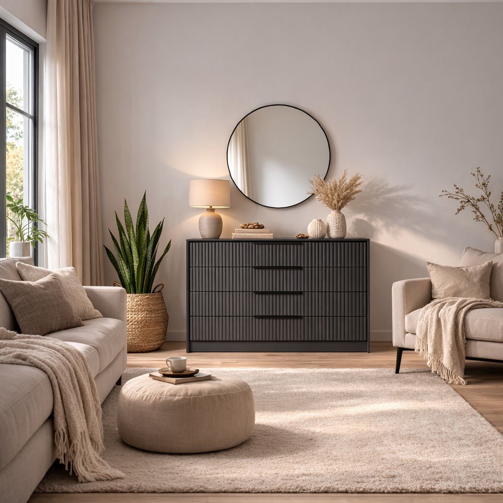 Chest of drawers bare luxury anthracite melamine 100x85x45 cm