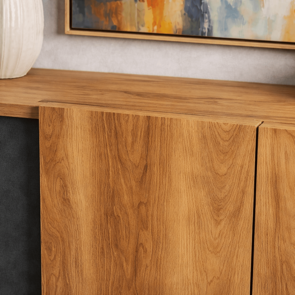 Modern Sideboard Anthracite–Walnut Look Melamine Diana 180 cm
