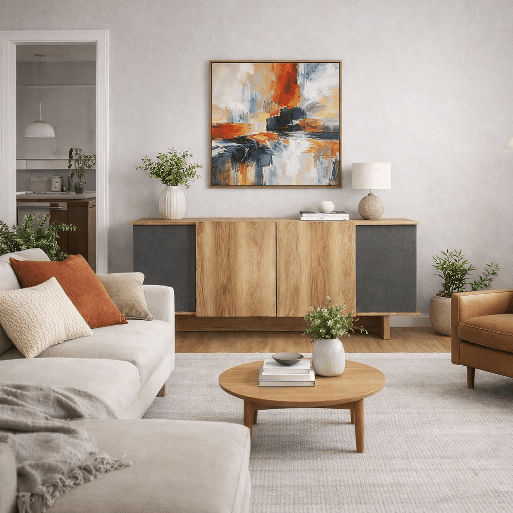 Modern Sideboard Anthracite–Walnut Look Melamine Diana 180 cm