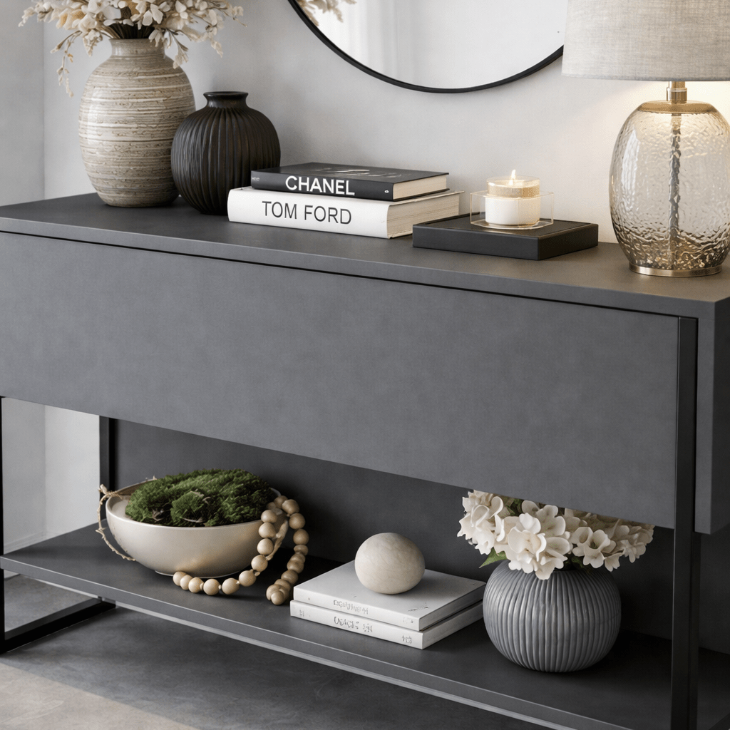 Modern Sideboard Anthracite Luxury 120x80x30 - Black Frame - One Compartment