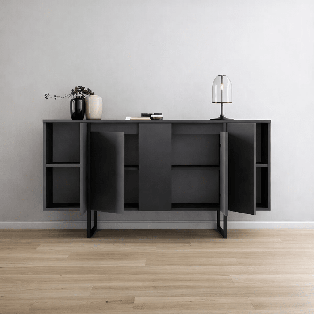 Modern Sideboard Anthracite Luxury 160x80x35 - Black Frame