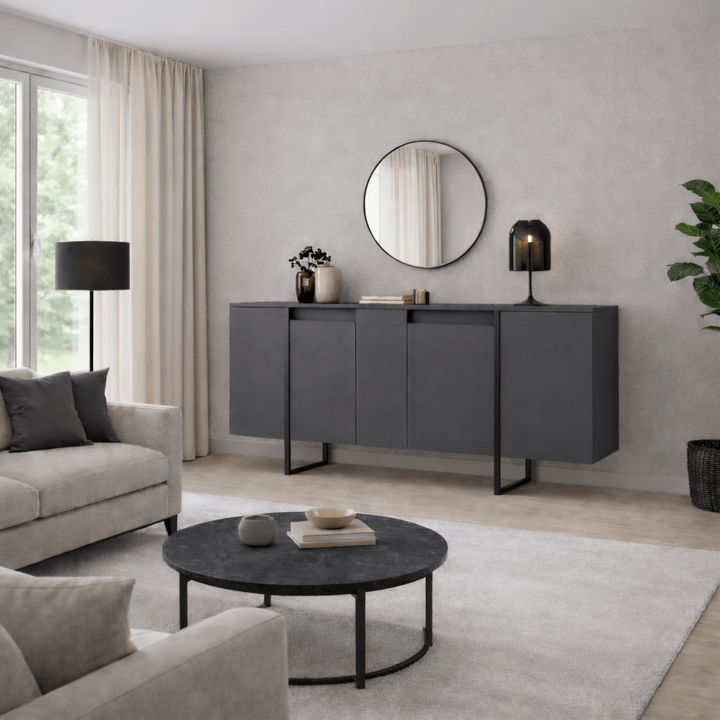 Modern Sideboard Anthracite Luxury 160x80x35 - Black Frame