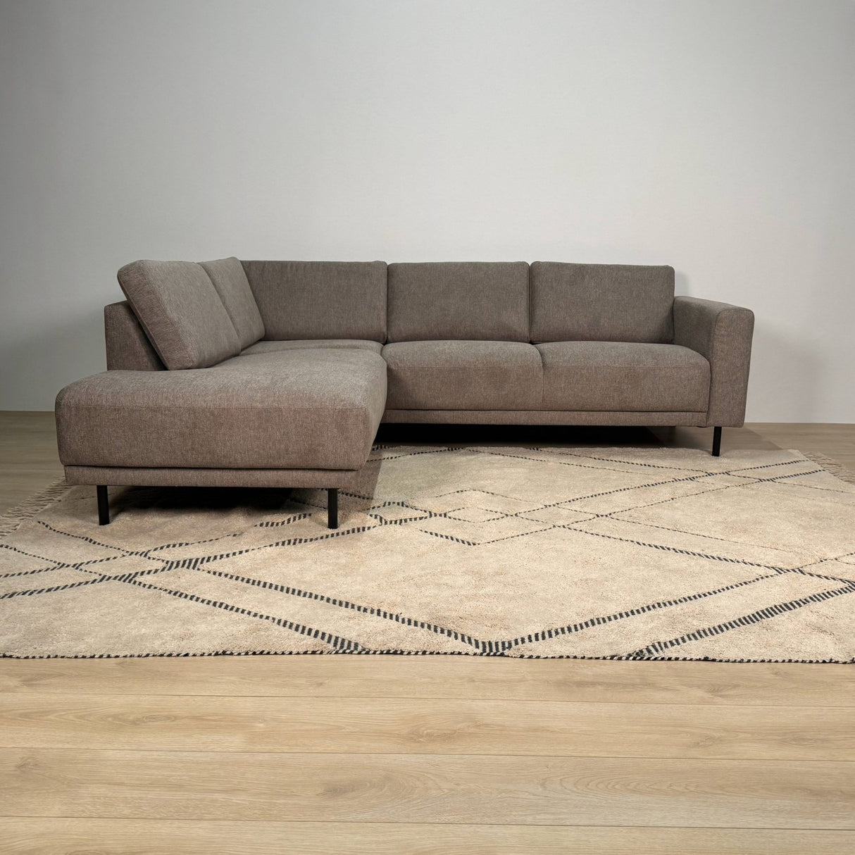 Modern 3-seater Corner Sofa Left Taupe Fabric Aniko with Lounger 240x197x78 cm