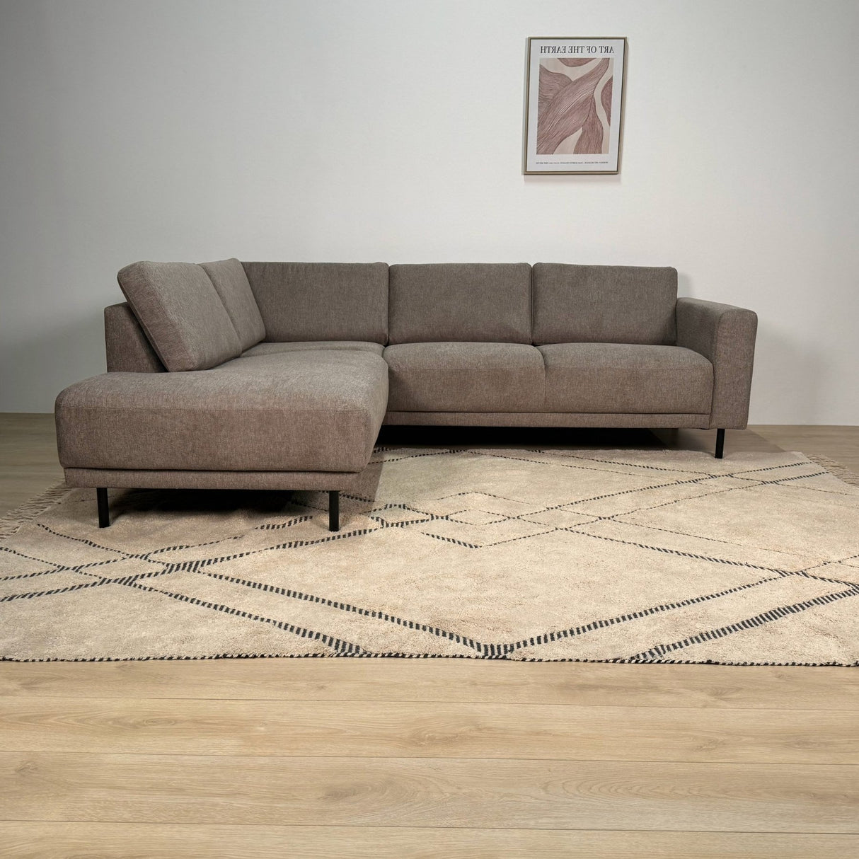 Modern 3-seater Corner Sofa Left Taupe Fabric Aniko with Lounger 240x197x78 cm