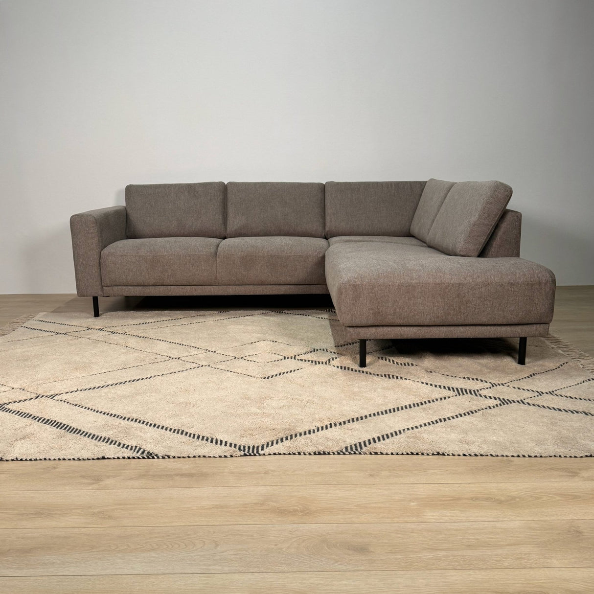 Modern 3-seater Corner Sofa Right Taupe Fabric Aniko with Lounger 240x197x78 cm