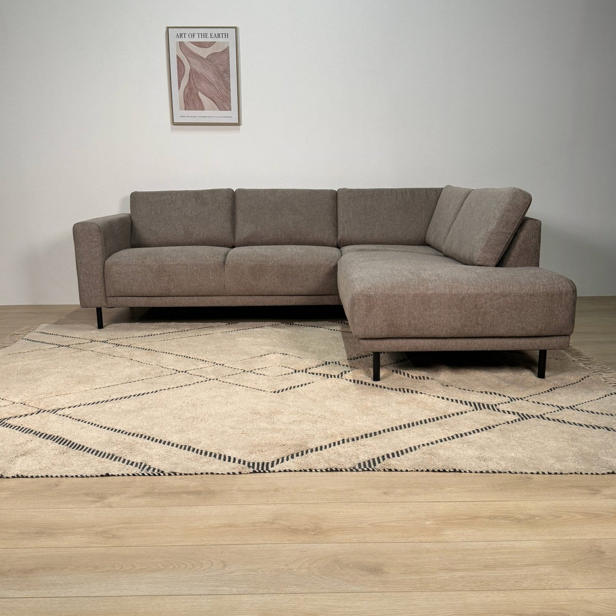 Modern 3-seater Corner Sofa Right Taupe Fabric Aniko with Lounger 240x197x78 cm