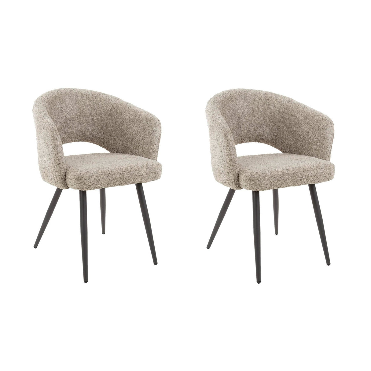 Set of 2 dining chairs Cargo Bouclé Sand