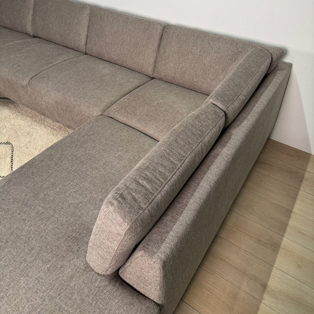 Modern U-Shape Corner Sofa Right Taupe Fabric Aniko 310x197x78 cm
