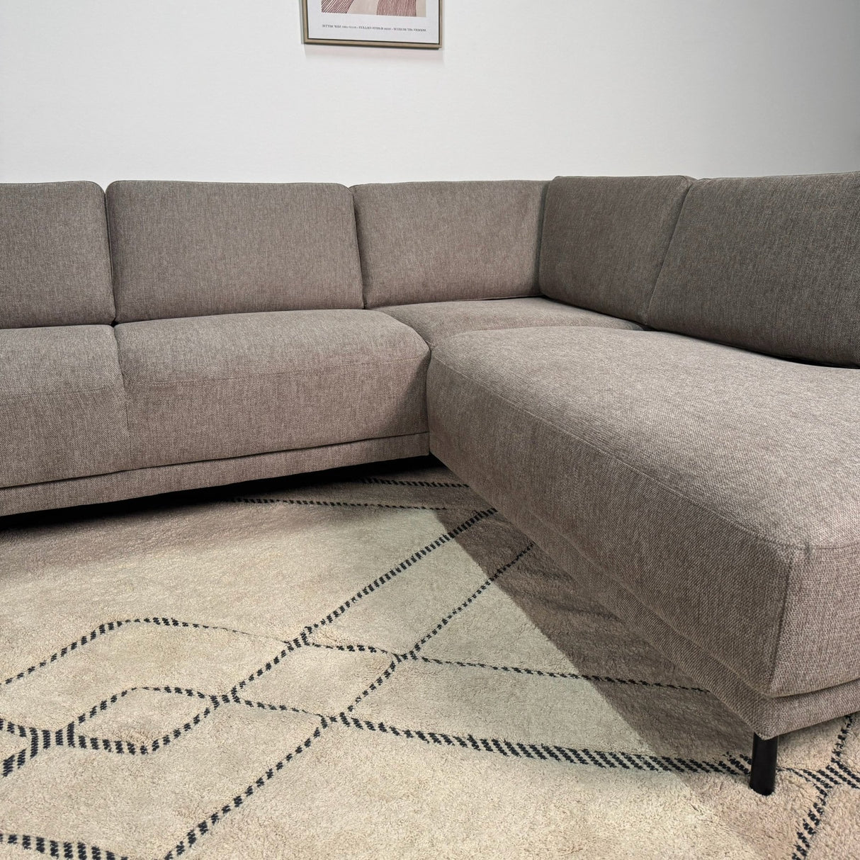 Modern U-Shape Corner Sofa Right Taupe Fabric Aniko 310x197x78 cm
