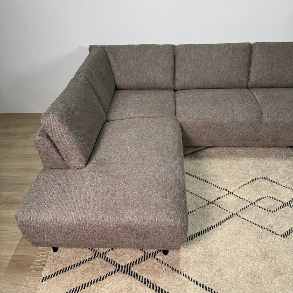 Modern 3-seater Corner Sofa Left Taupe Fabric Aniko with Lounger 240x197x78 cm