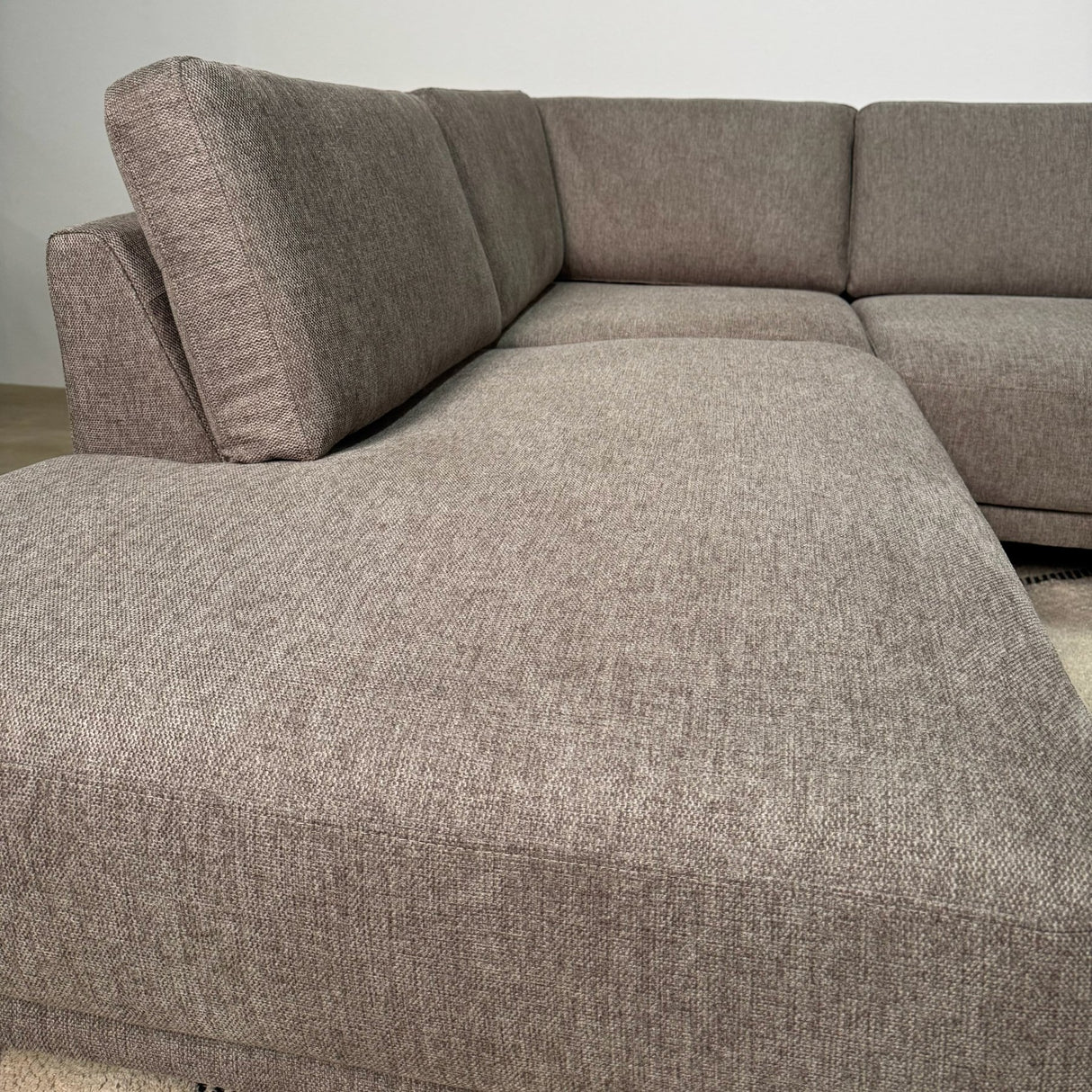 Modern 3-seater Corner Sofa Left Taupe Fabric Aniko with Lounger 240x197x78 cm