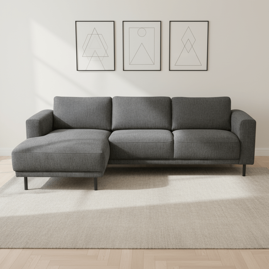 Modern Corner Sofa Left Anthracite Fabric Aniko with Chaise Longue 238x142x78 cm