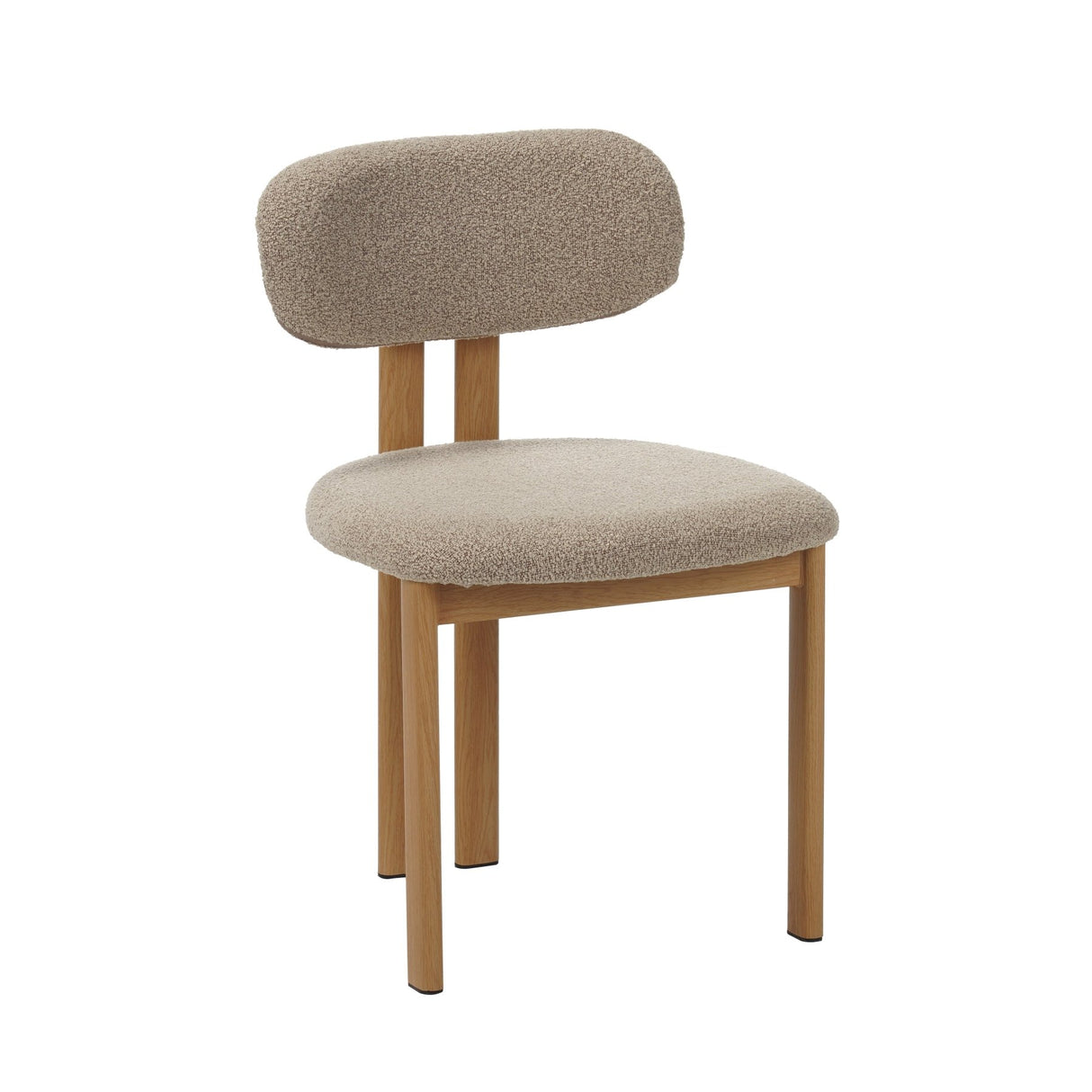 Japandi Dining Chair Miyo Bouclé Sand Color - Oak Look Frame