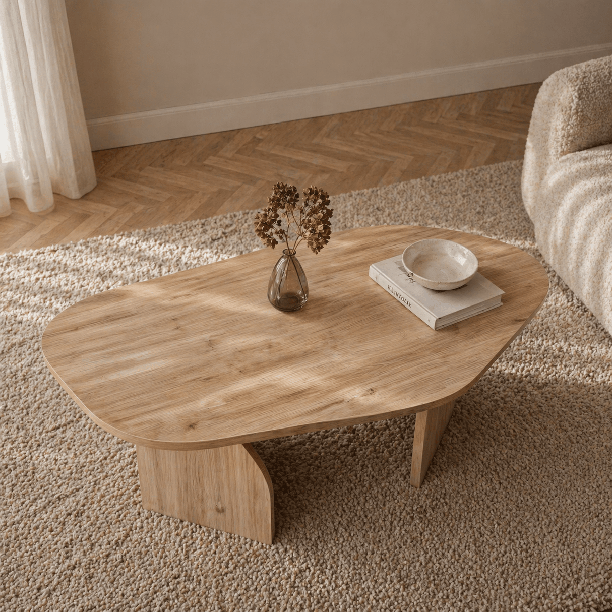 Organic Coffee Table Oak Melamine - 105x65 cm - Rack