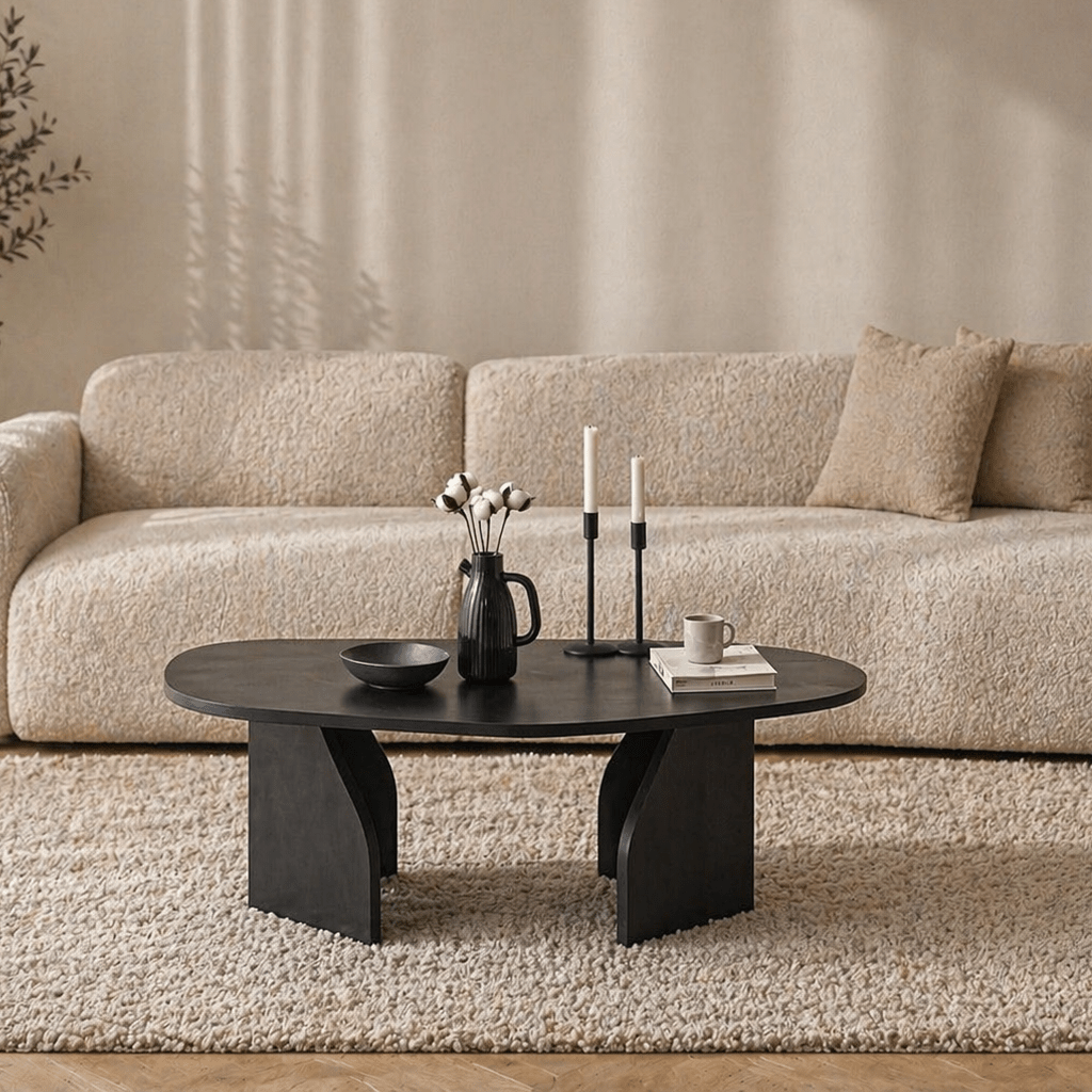 Organic Coffee Table Black Melamine - 105x65 cm - Rack