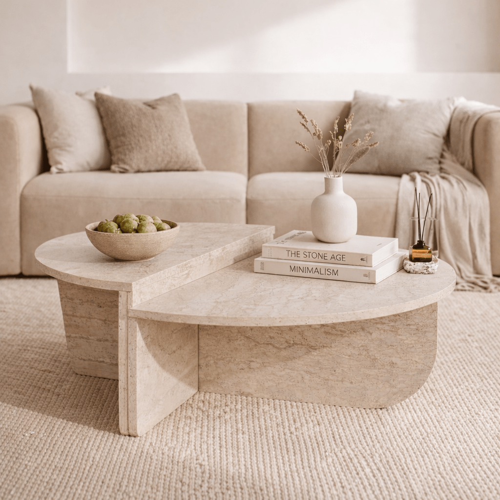 Round Coffee Table Marble Look Melamine 85 cm Orin