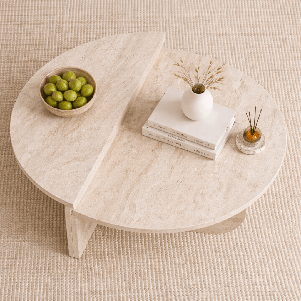 Round Coffee Table Marble Look Melamine 85 cm Orin