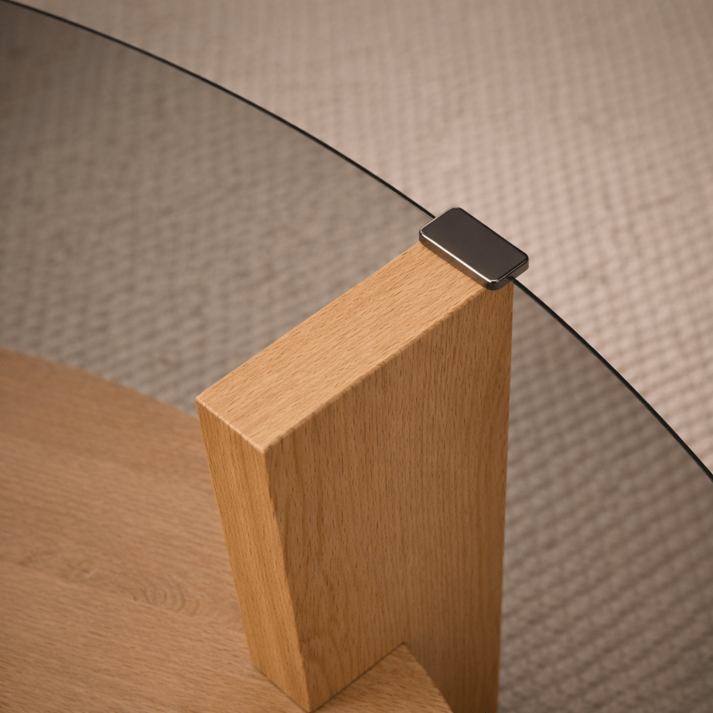 Cairo Coffee Table Round Ø75 cm Sapphire Oak - Smoke Glass Fume 75x75 cm