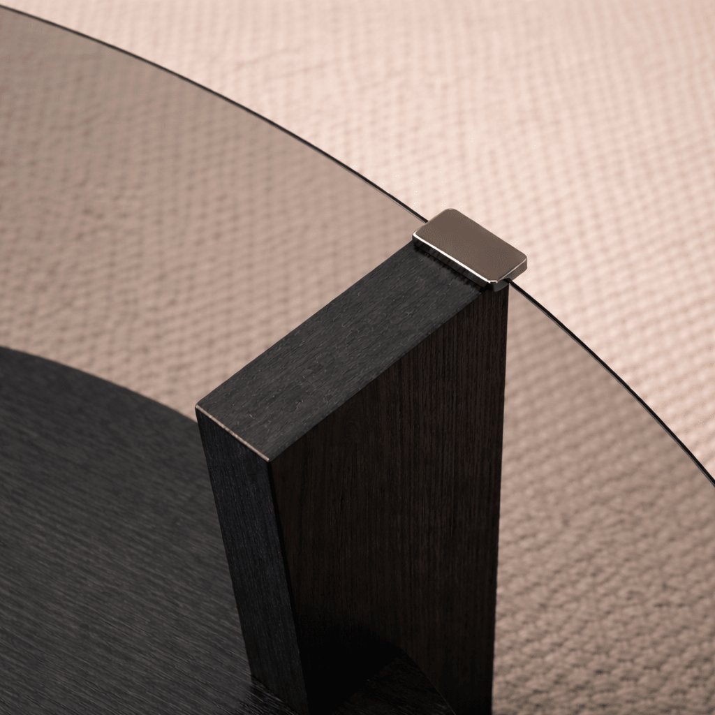 Salontafels - Ronde salontafel zwart melamine rookglas Ø75 cm - Cairo - Dimehouse