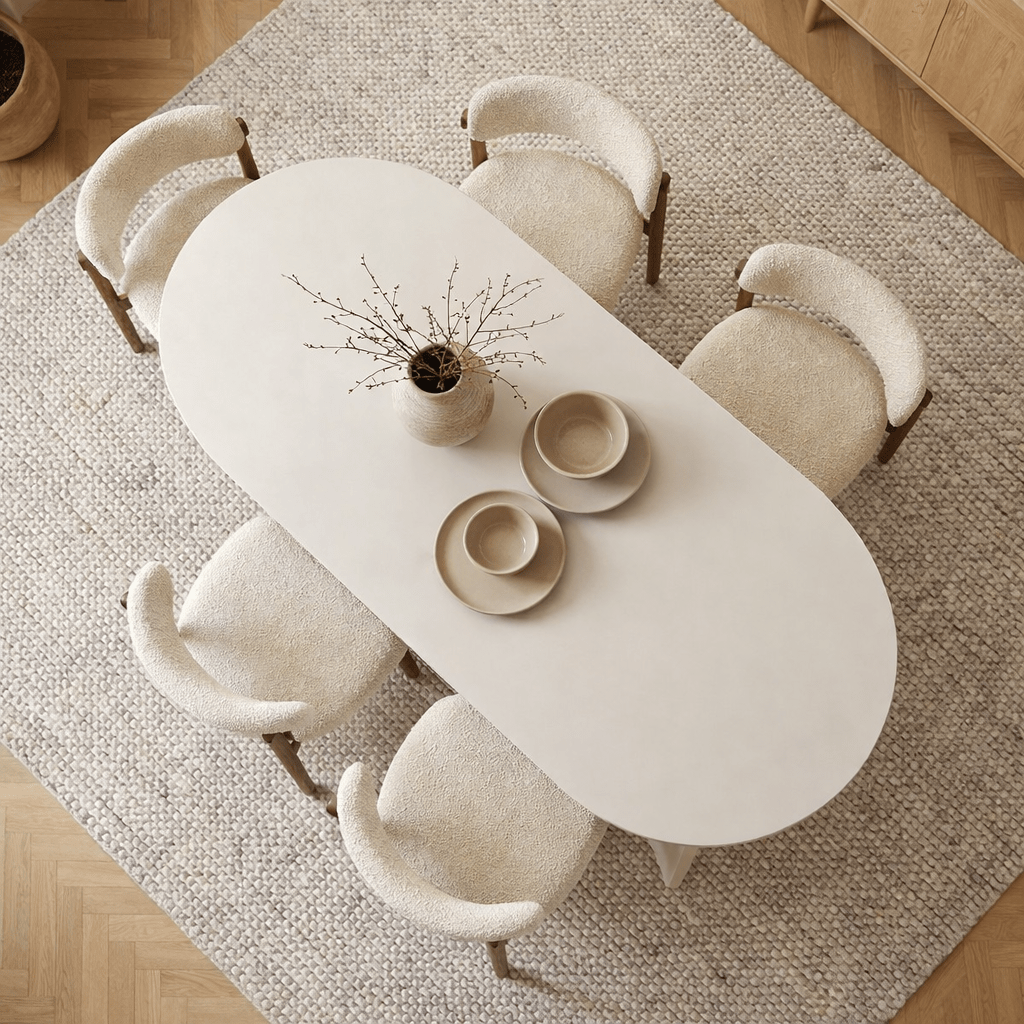 Oval dining table White melamine - Japandi - 180x89.5x75 cm - Sota