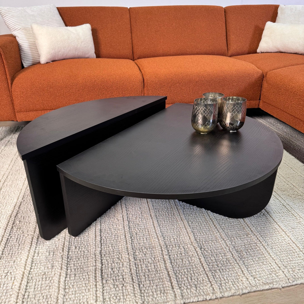 Round Coffee Table Black Tiered Melamine 85 cm Orin