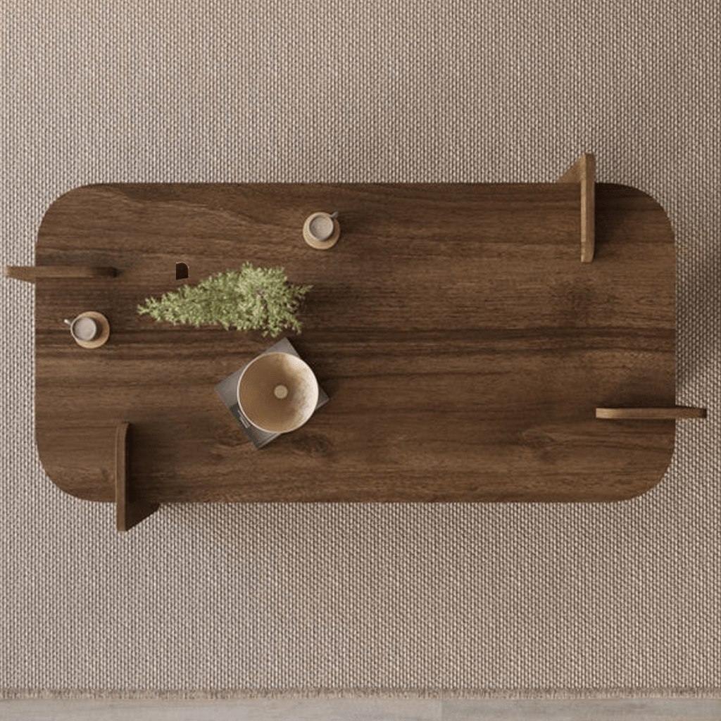 Salontafel Walnoot melamine - 120 x 60 cm - ronde hoeken - Lovge