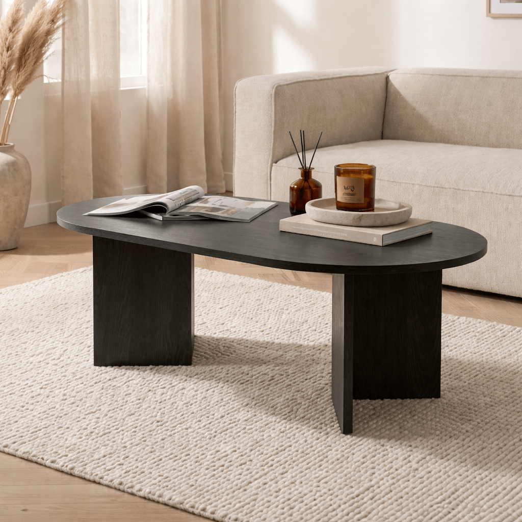 Sable Lumière Black Coffee Table 119x60 cm Melamine